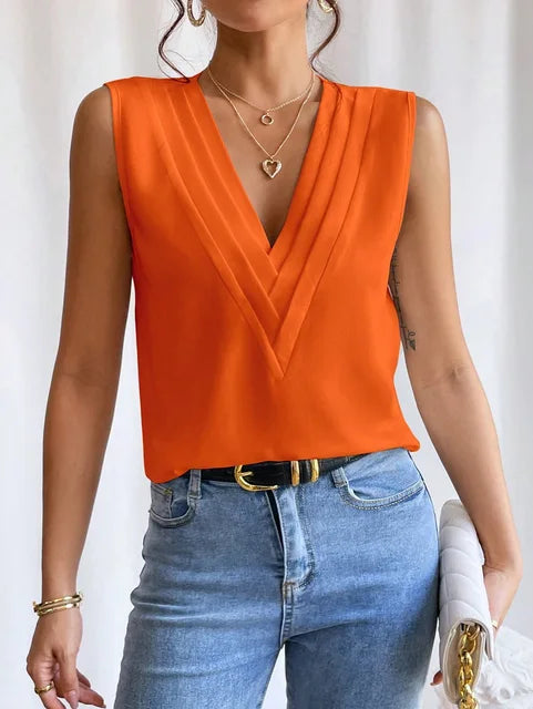 Sanne | Mouwloze Losvallende Zomerblouse Dames