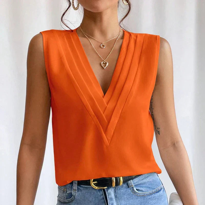 Sanne | Mouwloze Losvallende Zomerblouse Dames