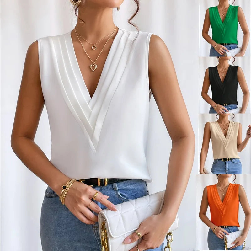 Sanne | Mouwloze Losvallende Zomerblouse Dames