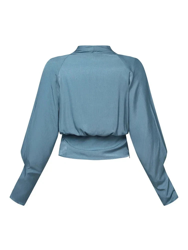 ISHI | V-hals Damesblouse met Pofmouwen