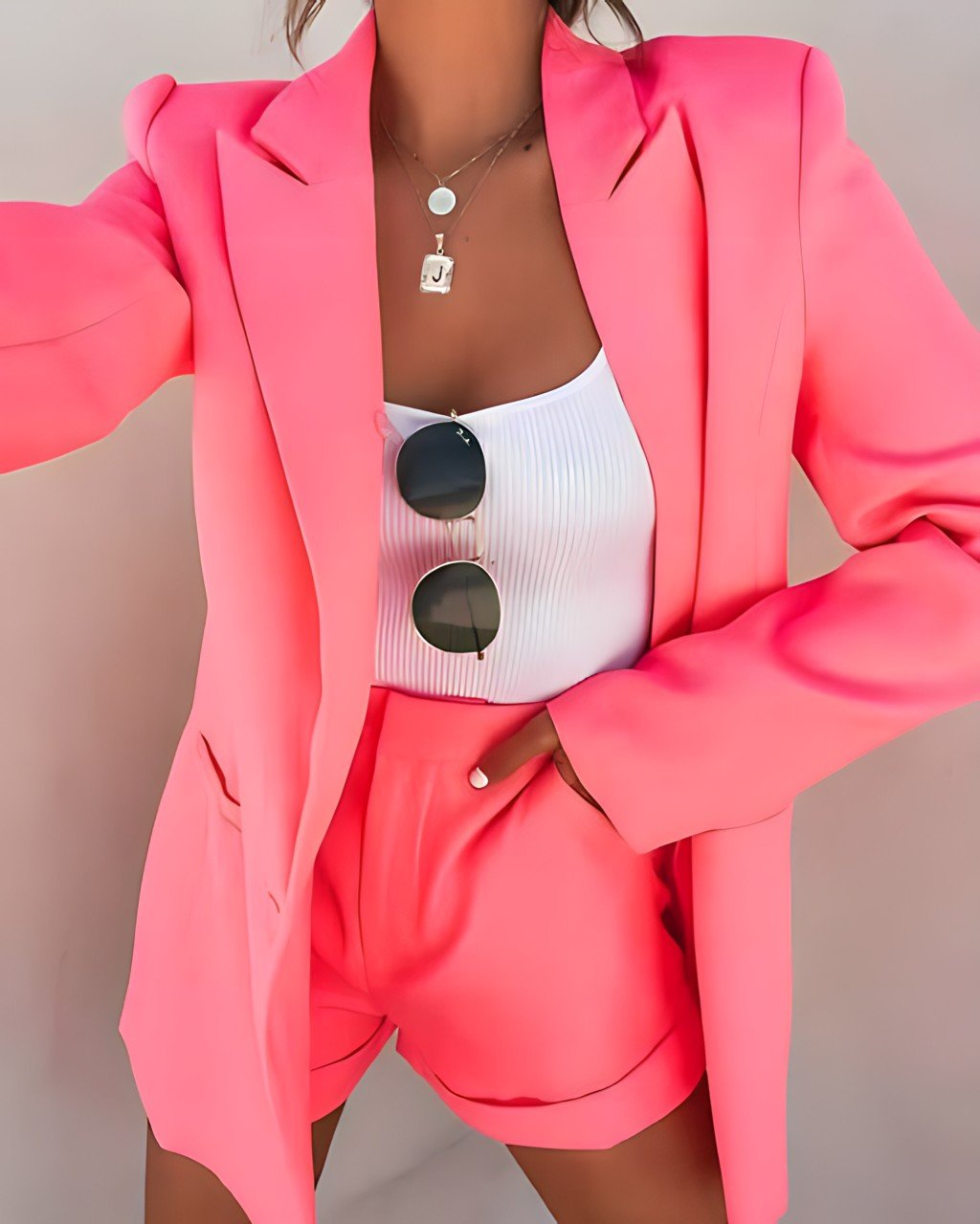 Stijlvolle en Veelzijdige Blazer en Korte Broek Set voor Dames