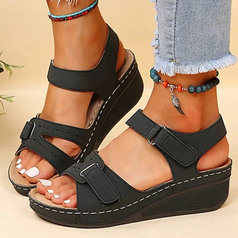 Dames Comfortabele Verstelbare Bandjes Plateau Sandalen Open Teen